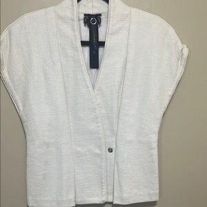White Textured Short Sleeve Jacket